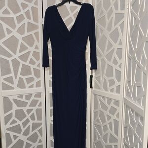 Ralph Lauren Navy Deep Blue Long Sleeve Dress Maxi 6